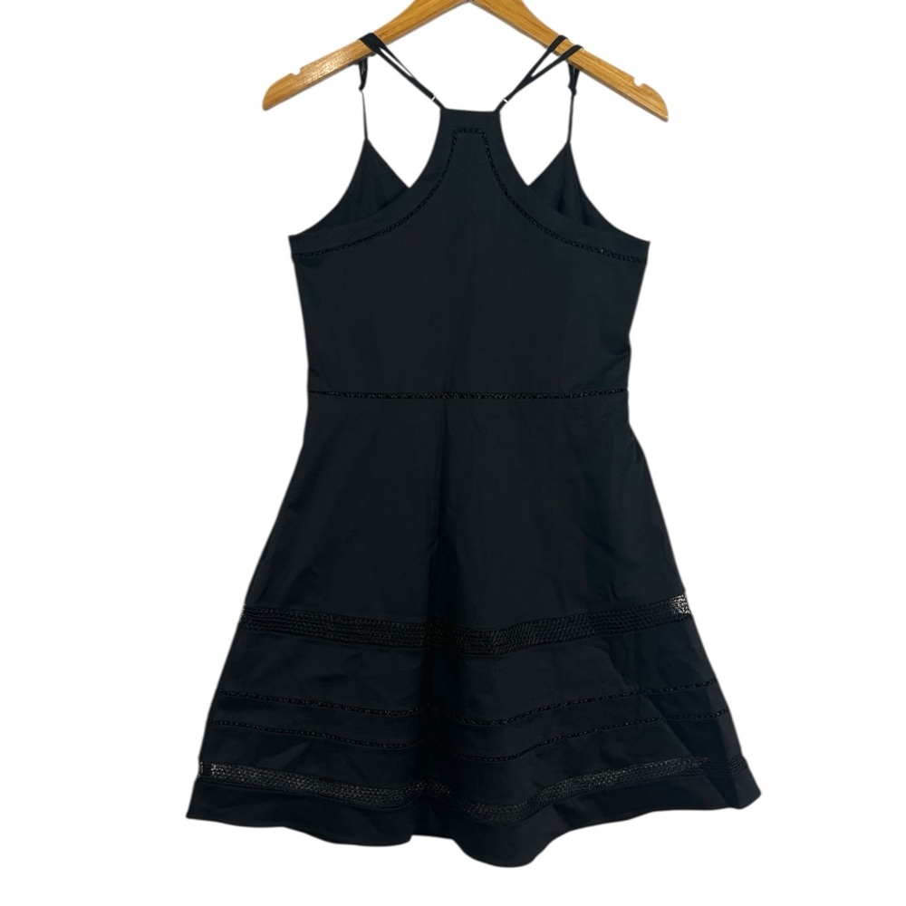 PARKER 'Whitfield'~ Black Mesh Insets Racerback Flare Versatile Dress Size Large - Picture 7 of 8